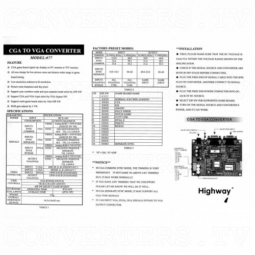 CGA to VGA Converter Manual
